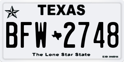 TX license plate BFW2748