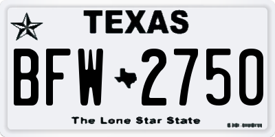 TX license plate BFW2750