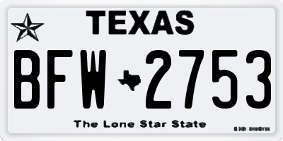 TX license plate BFW2753