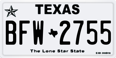 TX license plate BFW2755