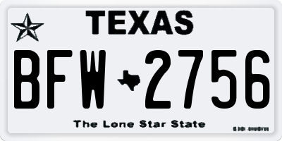 TX license plate BFW2756