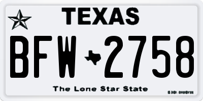 TX license plate BFW2758