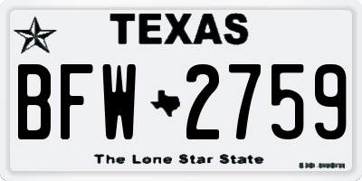 TX license plate BFW2759