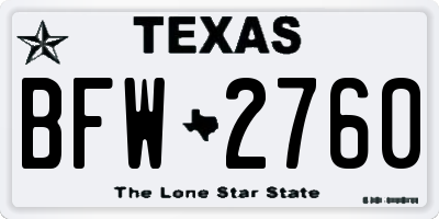 TX license plate BFW2760