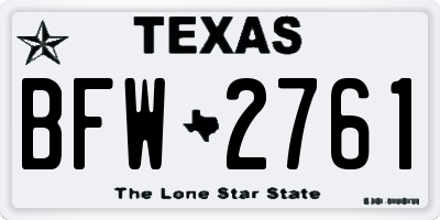 TX license plate BFW2761