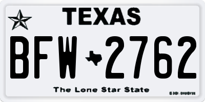TX license plate BFW2762