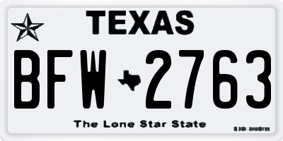 TX license plate BFW2763