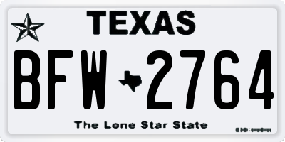 TX license plate BFW2764