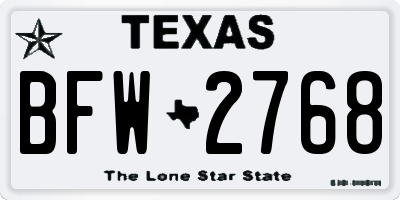 TX license plate BFW2768