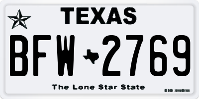 TX license plate BFW2769