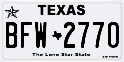 TX license plate BFW2770