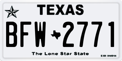 TX license plate BFW2771