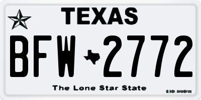 TX license plate BFW2772