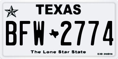 TX license plate BFW2774