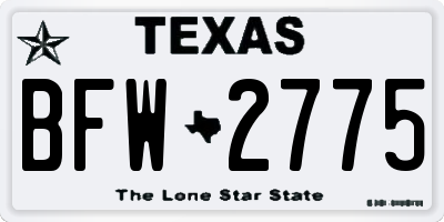 TX license plate BFW2775
