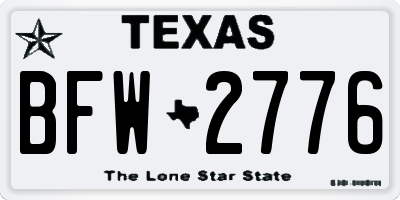 TX license plate BFW2776