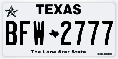 TX license plate BFW2777