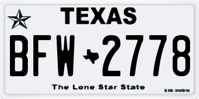 TX license plate BFW2778