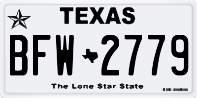 TX license plate BFW2779