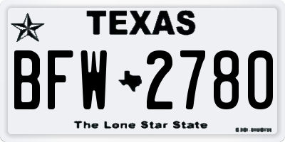 TX license plate BFW2780