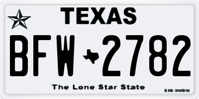 TX license plate BFW2782