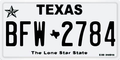 TX license plate BFW2784