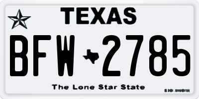 TX license plate BFW2785