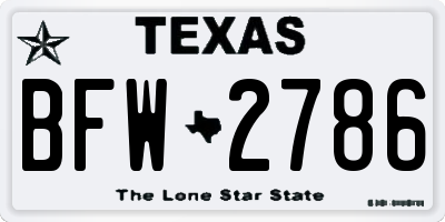 TX license plate BFW2786