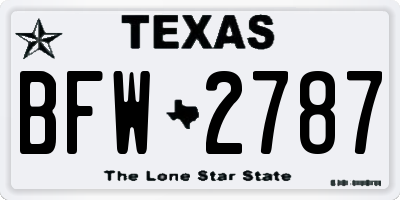 TX license plate BFW2787