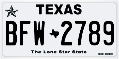 TX license plate BFW2789