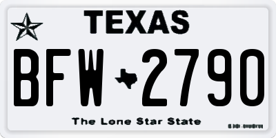 TX license plate BFW2790