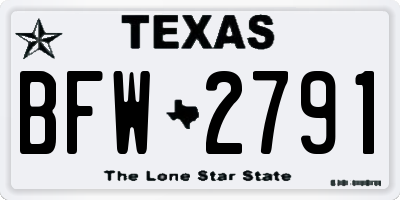 TX license plate BFW2791