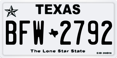 TX license plate BFW2792