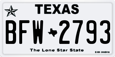 TX license plate BFW2793