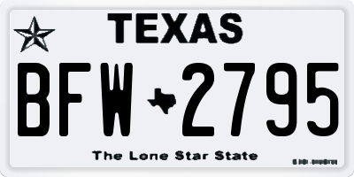 TX license plate BFW2795