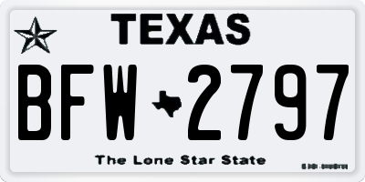 TX license plate BFW2797