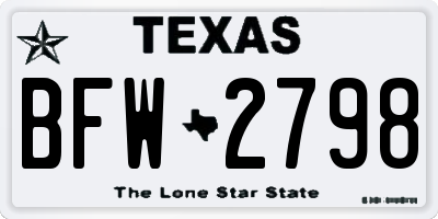 TX license plate BFW2798