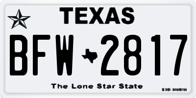 TX license plate BFW2817