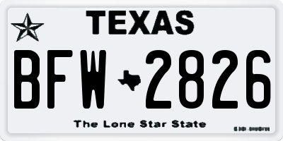 TX license plate BFW2826