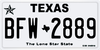 TX license plate BFW2889