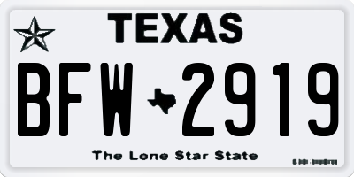 TX license plate BFW2919