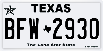 TX license plate BFW2930
