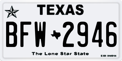 TX license plate BFW2946