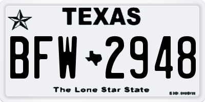 TX license plate BFW2948