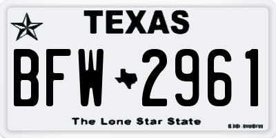 TX license plate BFW2961