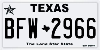 TX license plate BFW2966