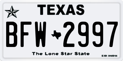 TX license plate BFW2997