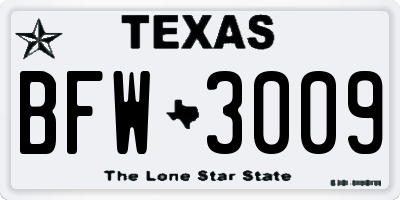 TX license plate BFW3009