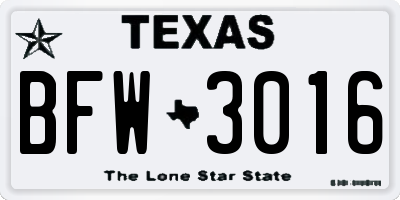 TX license plate BFW3016