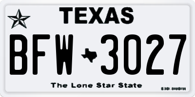 TX license plate BFW3027